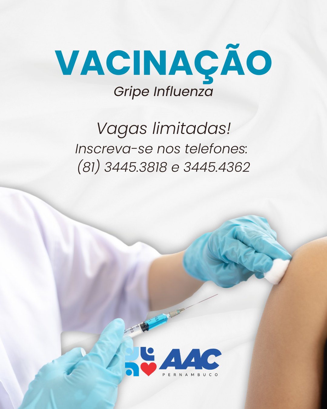 A vacinação contra a gripe Influenza chegou na AAC-PE!