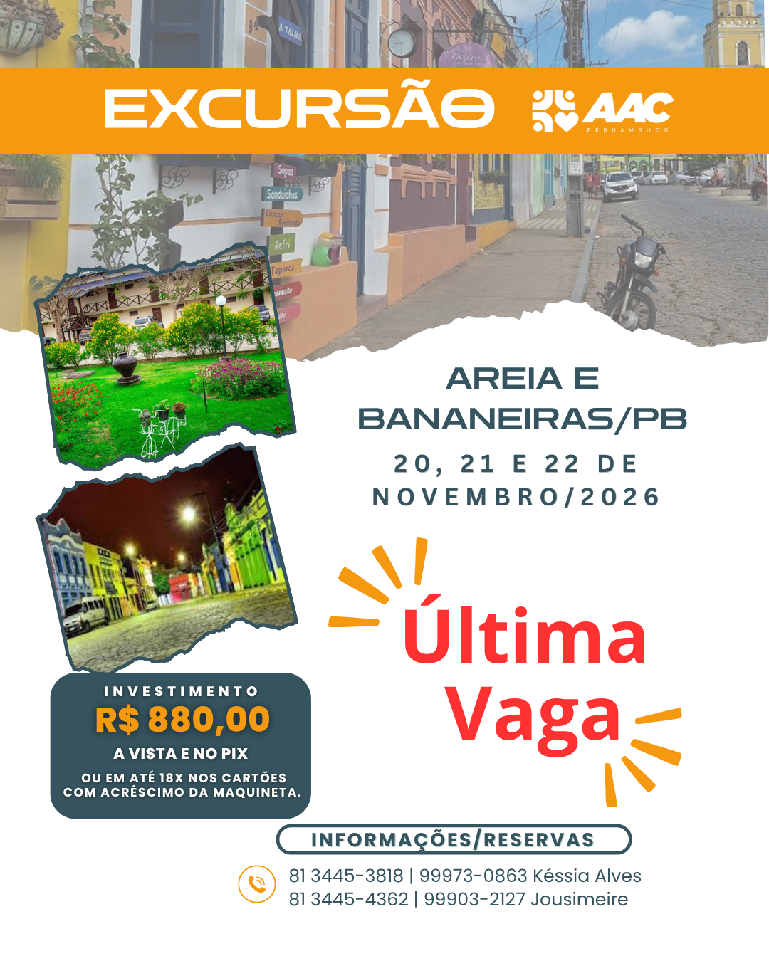 Excursão Bananeiras e Areia/PB - Ultima Vaga